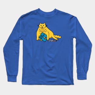 Chubby Cat Writes Birthday Greetings Long Sleeve T-Shirt